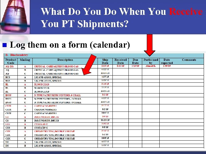 What Do You Do When You Receive You PT Shipments? n Log them on