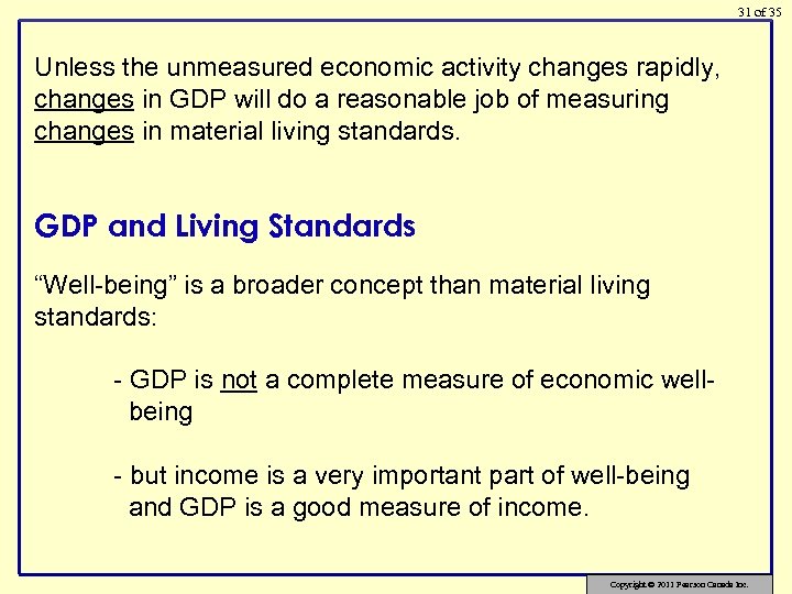 31 of 35 Unless the unmeasured economic activity changes rapidly, changes in GDP will