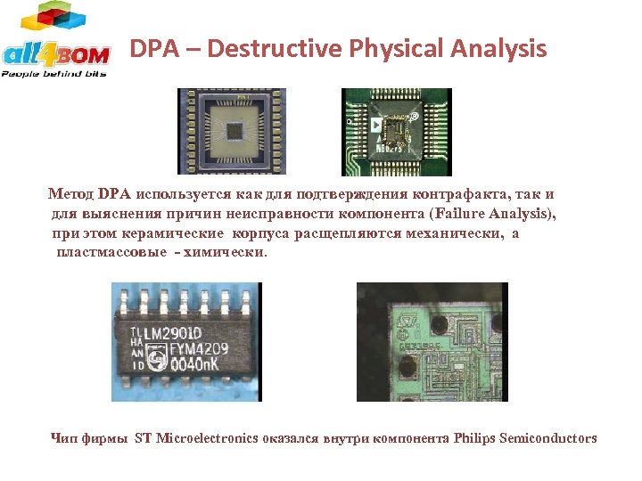 DPA – Destructive Physical Analysis Метод DPA используется как для подтверждения контрафакта, так и