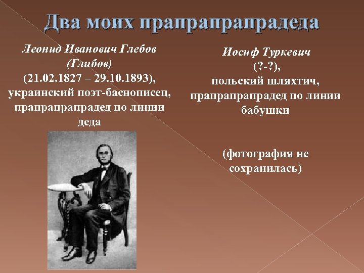 Два моих прапрадеда Леонид Иванович Глебов (Глибов) (21. 02. 1827 – 29. 10. 1893),