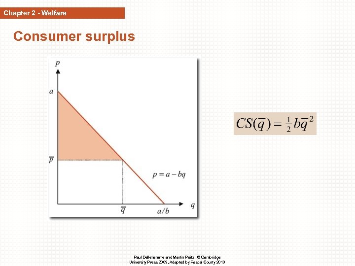 Chapter 2 - Welfare Consumer surplus Paul Belleflamme and Martin Peitz. © Cambridge University