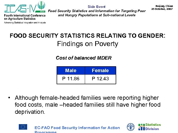 Side Event Food Security Statistics and Information for Targeting Poor and Hungry Populations at