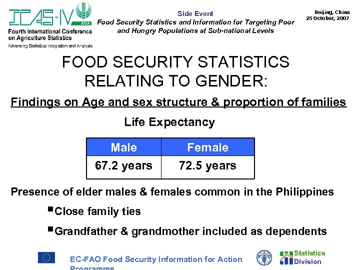 Side Event Food Security Statistics and Information for Targeting Poor and Hungry Populations at