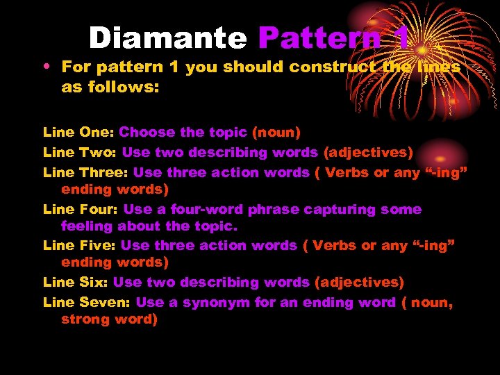 Diamante Pattern 1 • For pattern 1 you should construct the lines as follows: