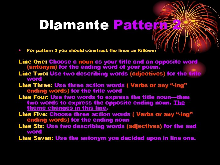 Diamante Pattern 2 • For pattern 2 you should construct the lines as follows: