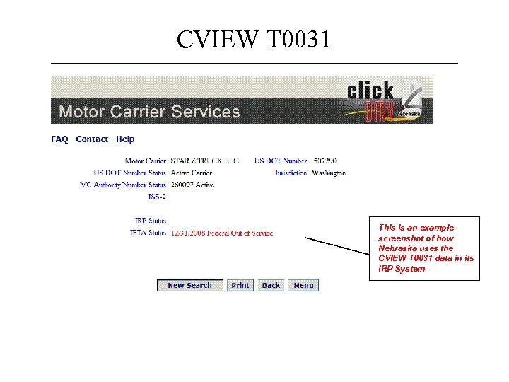 CVIEW T 0031 This is an example screenshot of how Nebraska uses the CVIEW