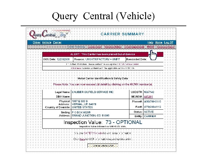 Query Central (Vehicle) 