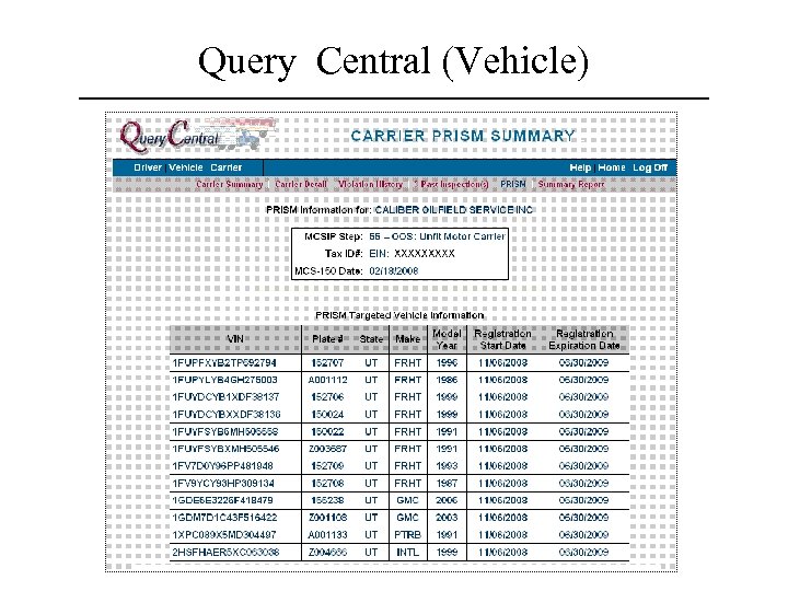 Query Central (Vehicle) 