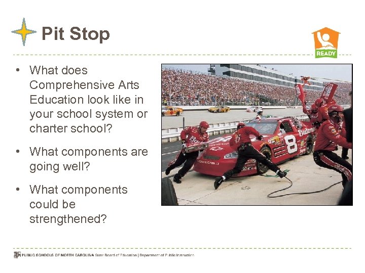  Pit Stop • What does Comprehensive Arts Education look like in your school