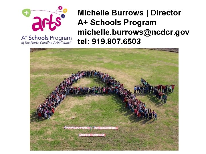 Michelle Burrows | Director A+ Schools Program michelle. burrows@ncdcr. gov tel: 919. 807. 6503