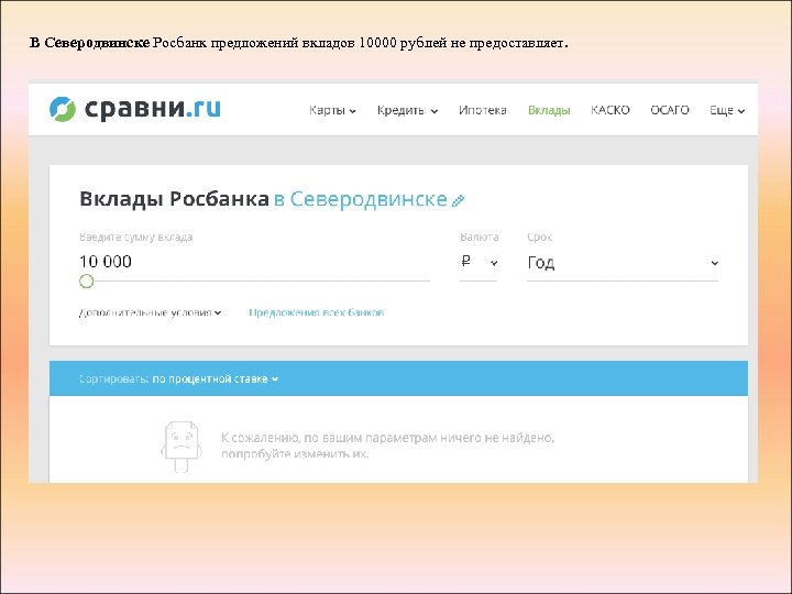В Северодвинске Росбанк предложений вкладов 10000 рублей не предоставляет. 