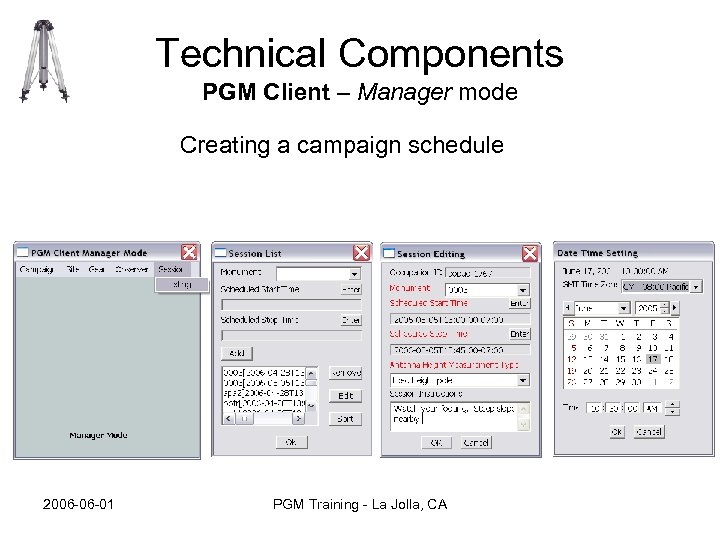 Technical Components PGM Client – Manager mode Creating a campaign schedule 2006 -06 -01