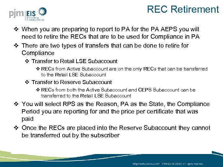 REC Retirement v When you are preparing to report to PA for the PA