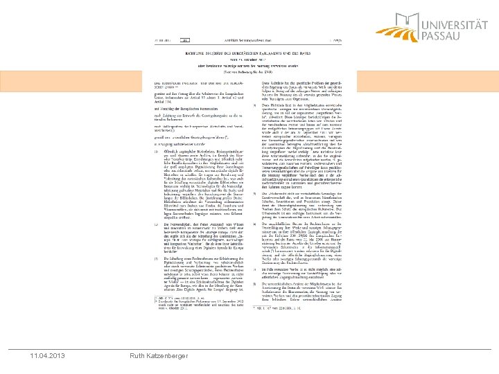 11. 04. 2013 Ruth Katzenberger 