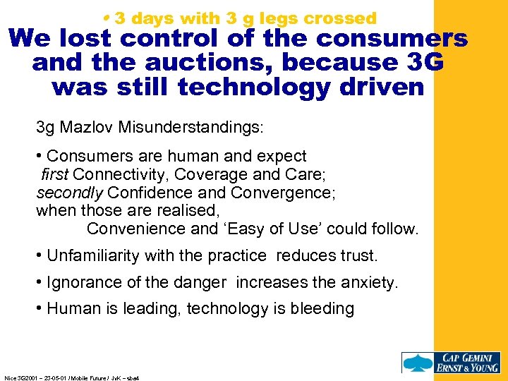  • 3 days with 3 g legs crossed We lost control of the