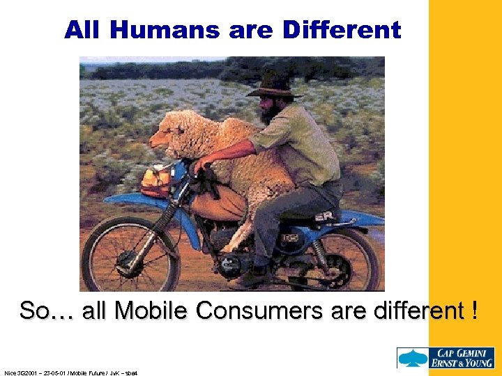 All Humans are Different So… all Mobile Consumers are different ! Nice 3 G
