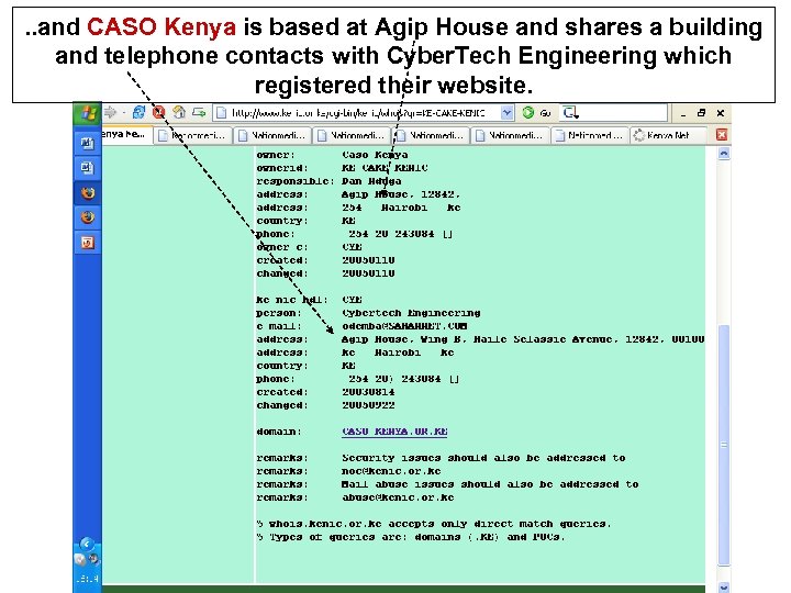 . . and CASO Kenya is based at Agip House and shares a building