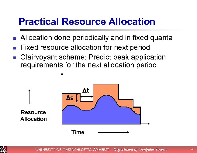 Practical Resource Allocation n Allocation done periodically and in fixed quanta Fixed resource allocation