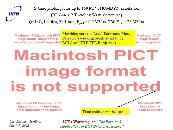 S-band photoinjector up to 150 Me. V, HOMDYN simulation (RF Gun + 2 Traveling