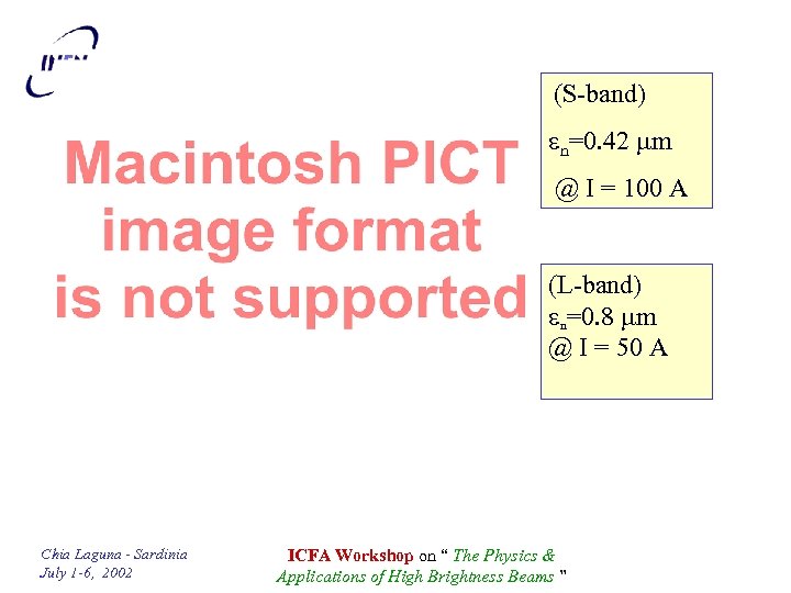 (S-band) en=0. 42 mm @ I = 100 A (L-band) en=0. 8 mm @