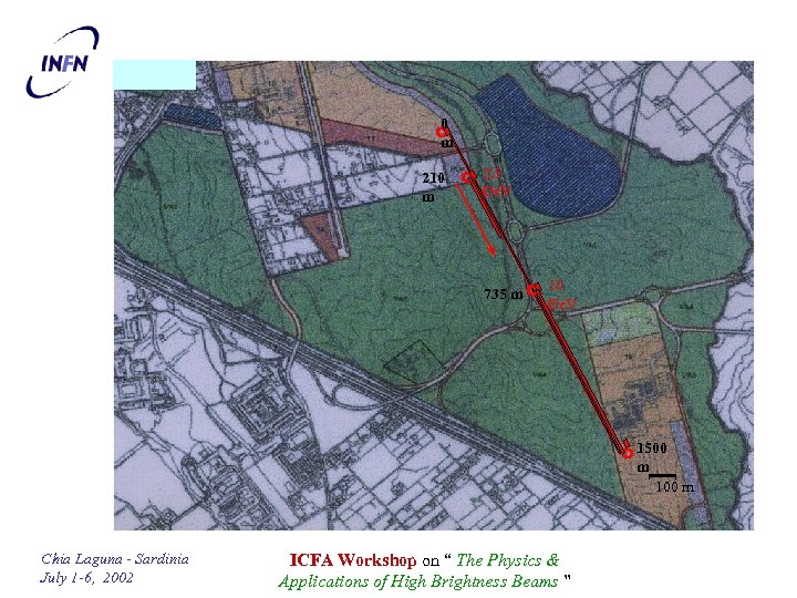 0 m 210 m 2. 5 Ge. V 735 m 10 Ge. V 1500