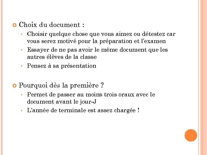  Choix du document : Choisir quelque chose que vous aimez ou détestez car