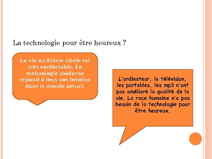 La technologie pour être heureux ? La vie au 21ème siècle est très confortable.