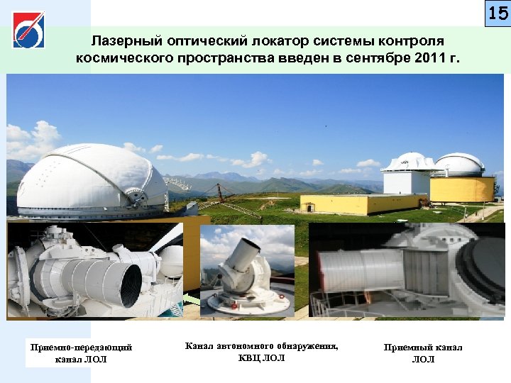 15 Лазерный оптический локатор системы контроля космического пространства введен в сентябре 2011 г. Командновычислительный