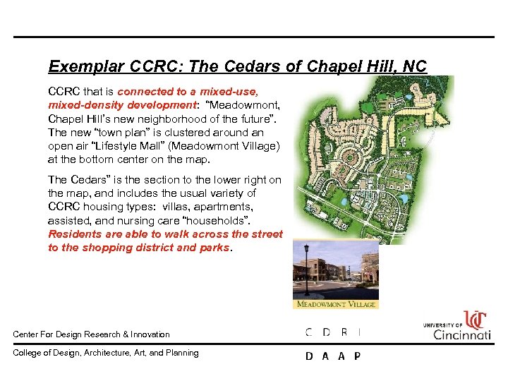 Exemplar CCRC: The Cedars of Chapel Hill, NC CCRC that is connected to a