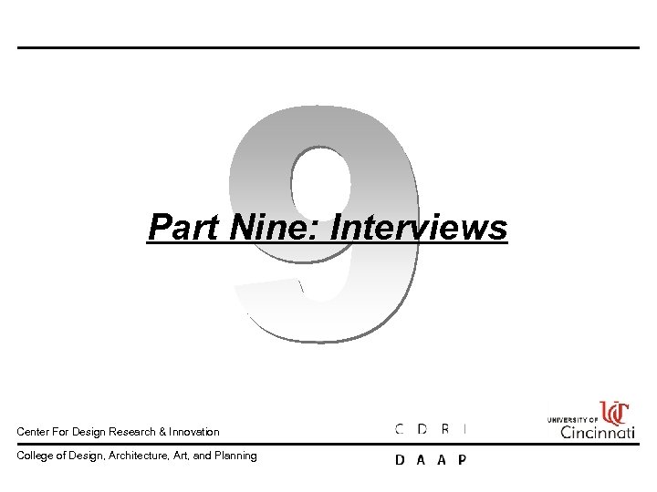  Part Nine: Interviews Center For Design Research & Innovation College of Design, Architecture,