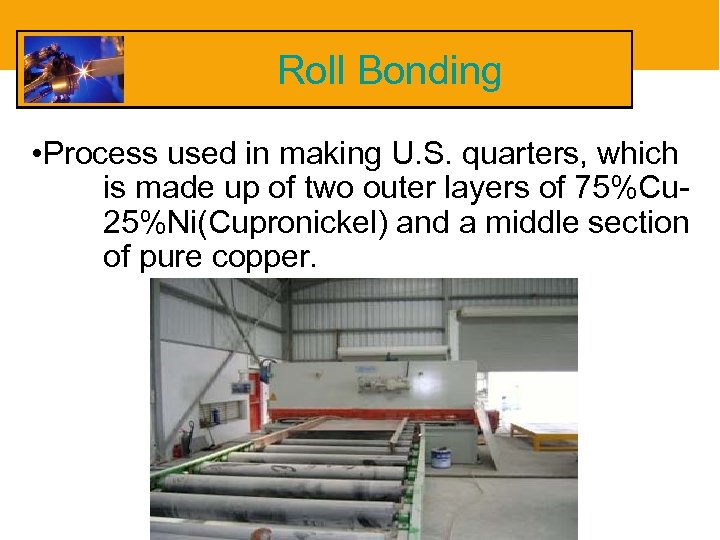 Roll Bonding • Process used in making U. S. quarters, which is made up