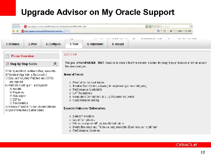 Upgrade Advisor on My Oracle Support 18 