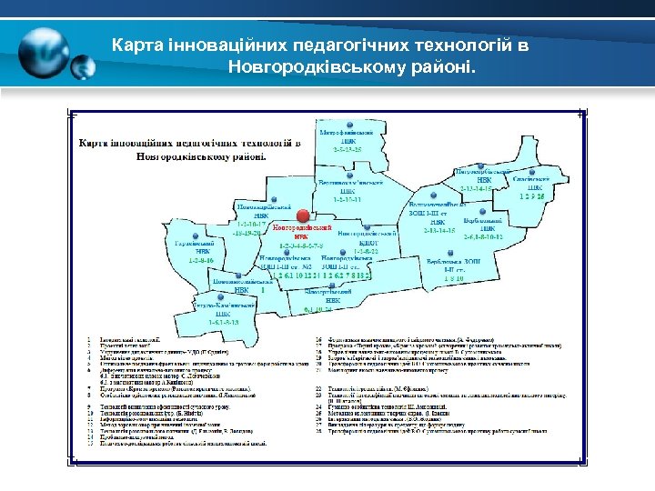 Карта інноваційних педагогічних технологій в Новгородківському районі. 