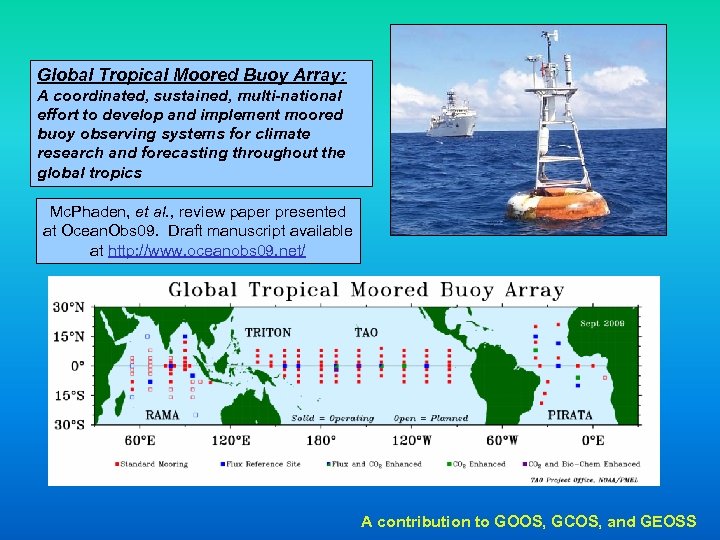 Global Tropical Moored Buoy Array: A coordinated, sustained, multi-national effort to develop and implement