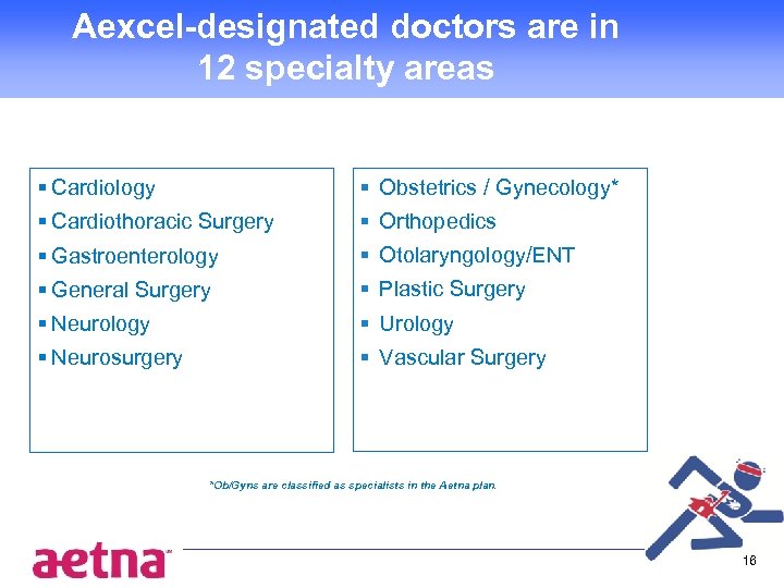 Aexcel-designated doctors are in 12 specialty areas § Cardiology § Obstetrics / Gynecology* §