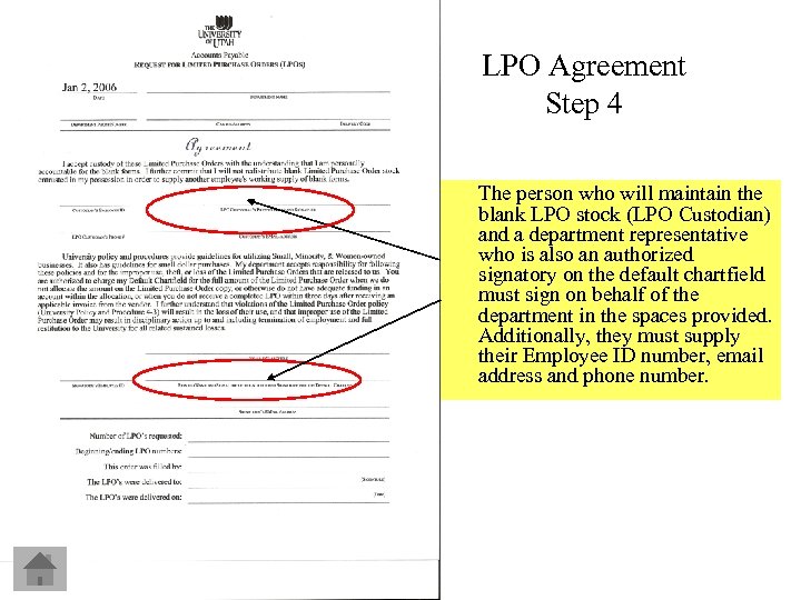 LPO Agreement Step 4 The person who will maintain the blank LPO stock (LPO