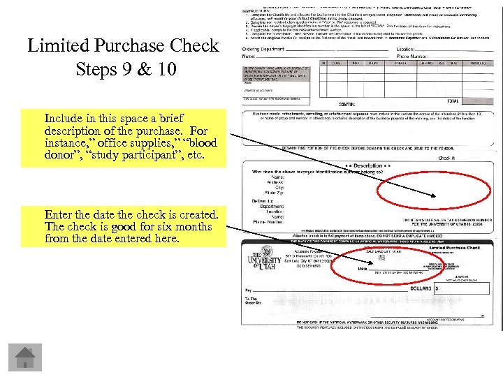 Limited Purchase Check Steps 9 & 10 Include in this space a brief description