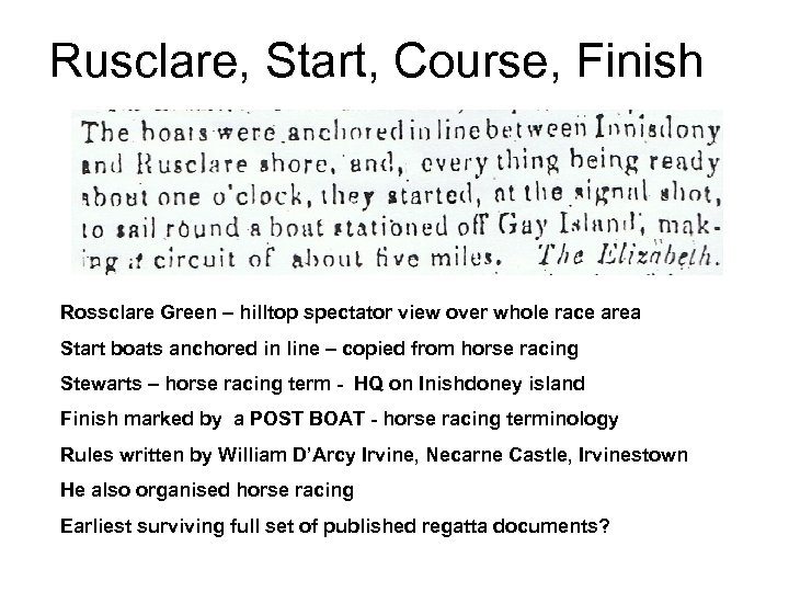 Rusclare, Start, Course, Finish Rossclare Green – hilltop spectator view over whole race area