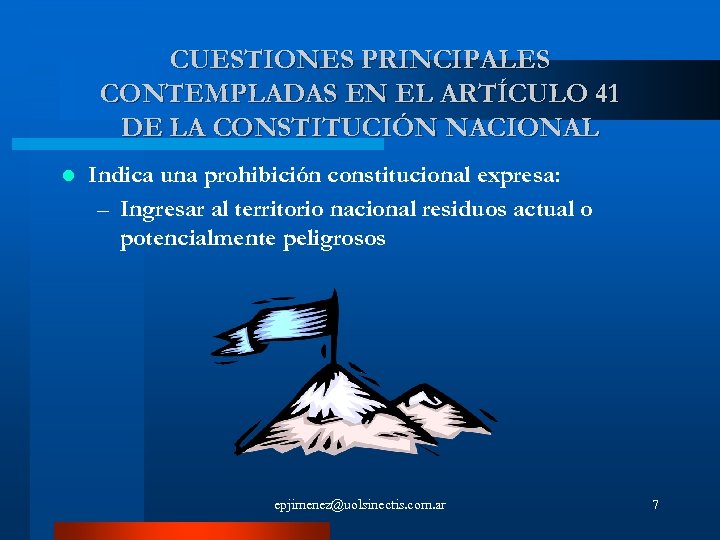 CUESTIONES PRINCIPALES CONTEMPLADAS EN EL ARTÍCULO 41 DE LA CONSTITUCIÓN NACIONAL l Indica una