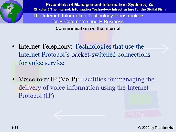 Essentials of Management Information Systems, 6 e Chapter 9 The Internet: Information Technology Infrastructure