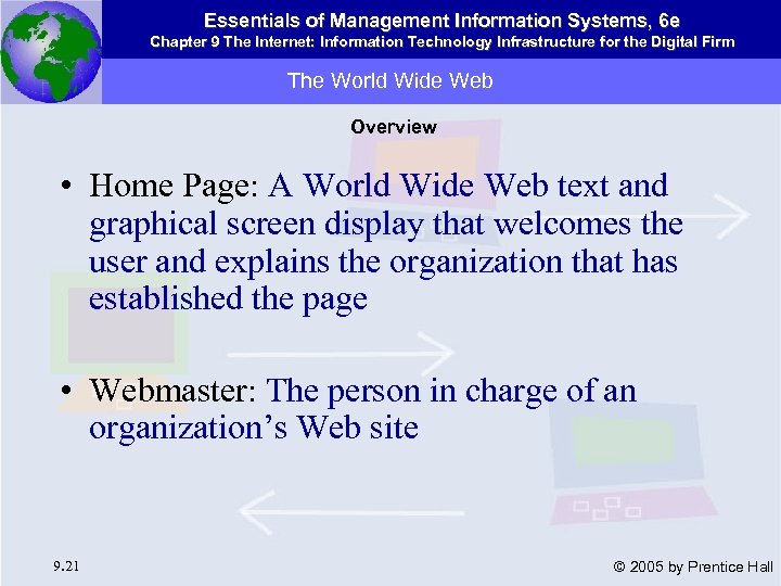 Essentials of Management Information Systems, 6 e Chapter 9 The Internet: Information Technology Infrastructure