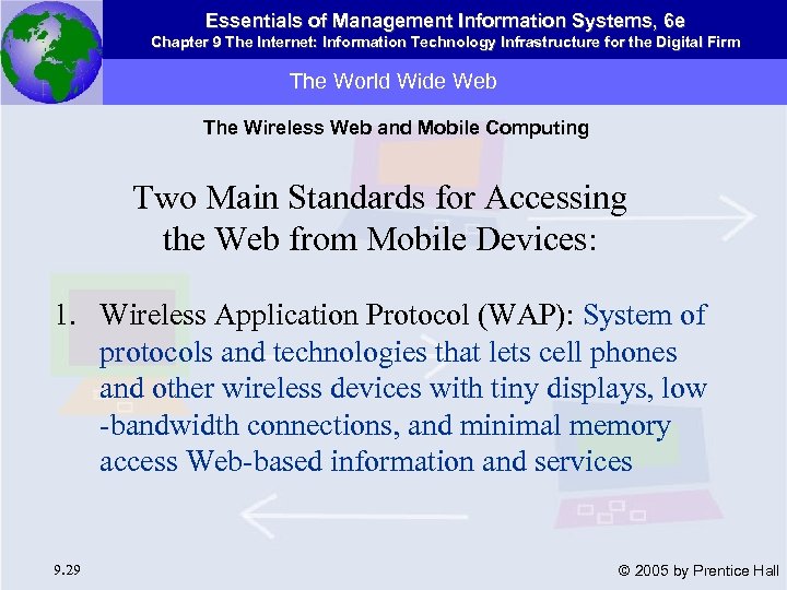 Essentials of Management Information Systems, 6 e Chapter 9 The Internet: Information Technology Infrastructure