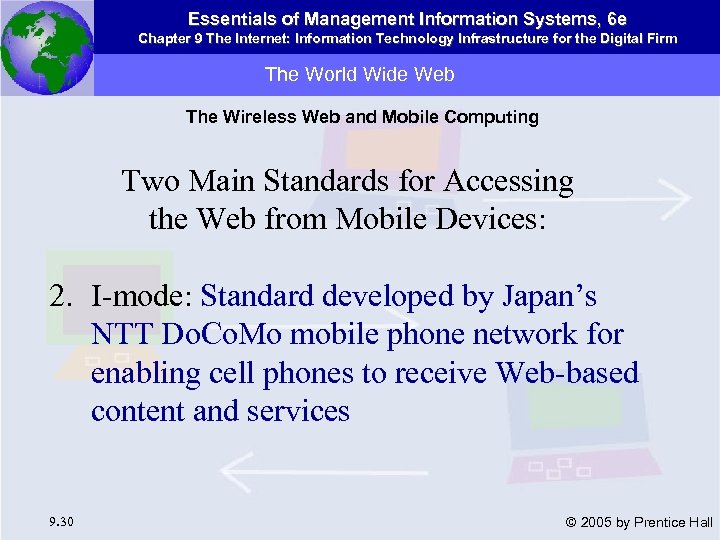 Essentials of Management Information Systems, 6 e Chapter 9 The Internet: Information Technology Infrastructure