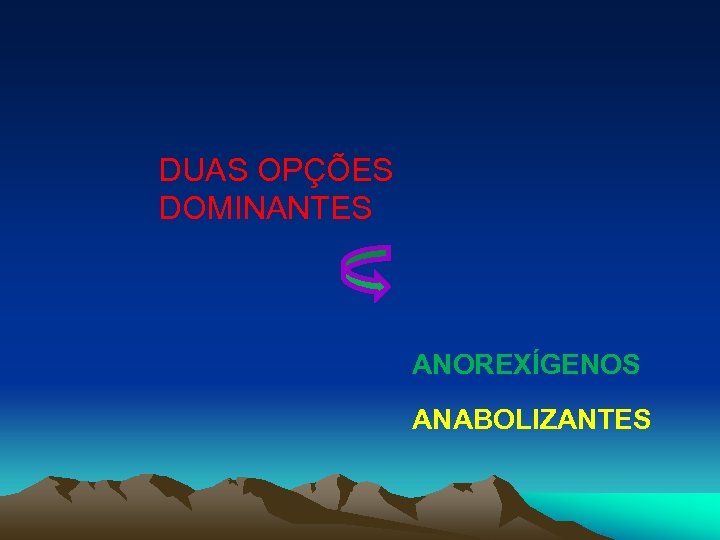 DUAS OPÇÕES DOMINANTES ANOREXÍGENOS ANABOLIZANTES 