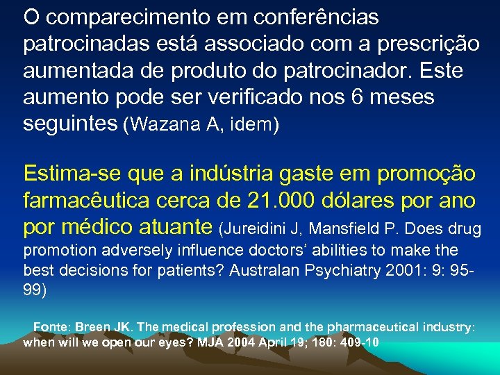 O comparecimento em conferências patrocinadas está associado com a prescrição aumentada de produto do