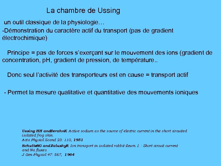 La chambre de Ussing un outil classique de la physiologie… -Démonstration du caractère actif