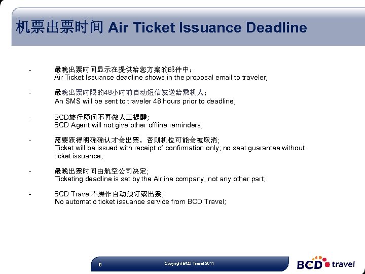 机票出票时间 Air Ticket Issuance Deadline - 最晚出票时间显示在提供给您方案的邮件中； Air Ticket Issuance deadline shows in the