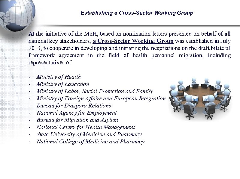 Establishing a Cross-Sector Working Group At the initiative of the Mo. H, based on