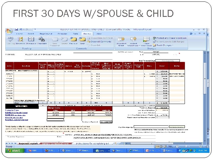 FIRST 30 DAYS W/SPOUSE & CHILD 