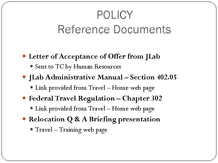 POLICY Reference Documents Letter of Acceptance of Offer from JLab Sent to TC by
